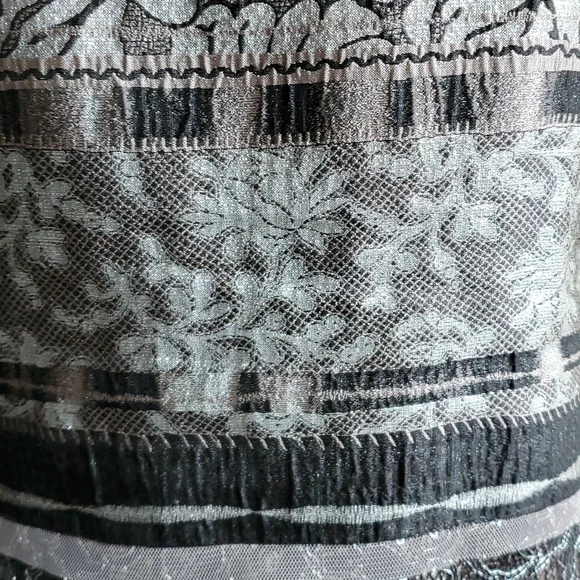 Kay Unger Mettalic Silver Grey Collage Fit and Flare Dress Size 6
